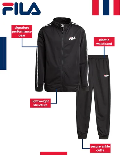 Miniatura 2 de Fila Conjunto deportivo deportivo para niños, sudadera de tricot de 2 piezas y pantalones deportivos de alto rendimiento, conjunto de ropa deportiva