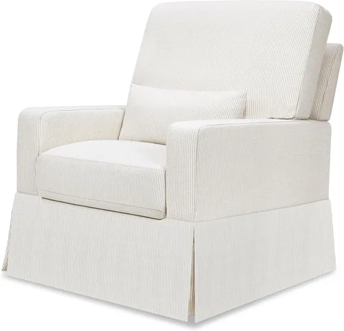 Miniatura 7 de NAMESAKE Crawford Pillowback Comfort Swivel Glider en tela ecológica de rendimiento con rayas Chatham de Fog, repelente al agua, con certificación