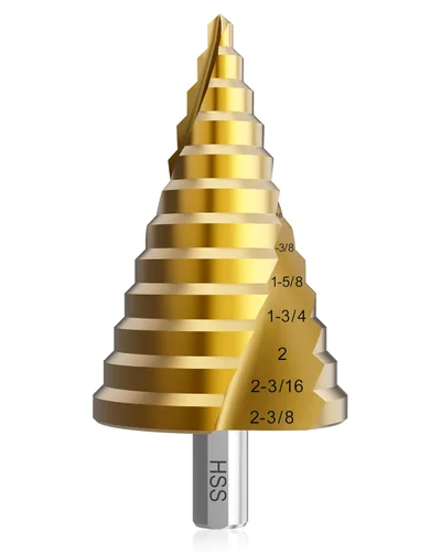 Juego de Brocas de Paso, de 1/4" a 2-3/8", Broca de Paso de Vástago Hexagonal de Acero de Alta Velocidad para Acero Inoxidable, Metal, Aluminio,