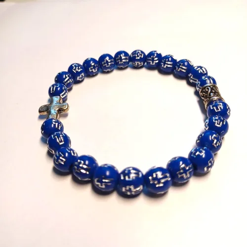 Miniatura 2 de Faith Based Stretchy Beaded Bracelet with Bronze-Colored Cross