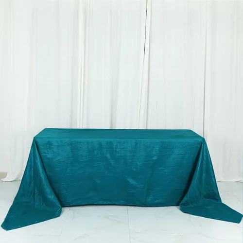 Miniatura 61 de Tableclothsfactory Mantel rectangular de tafetán arrugado de acordeón azul polvoriento, de 60 x 102 pulgadas, perfecto para ceremonias de boda