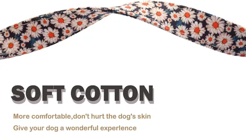Miniatura 3 de Collar de perro con patrones de flores con accesorios, collares para perros de algodón suave para perros pequeños, medianos y grandes, hembras