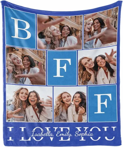 Miniatura 23 de Manta de collage de fotos personalizada con mensaje de amor y nombres, manta suave para niñas y hermanas, sofá cama, 30 x 40 pulgadas