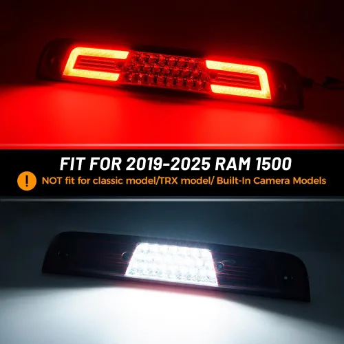 Miniatura 3 de Tercera luz LED de freno para RAM 1500 2019 2020 2021 2022 2023 2024 2025 Rebel HFE Laramie Lámparas de freno de montaje alto, luces LED blancas