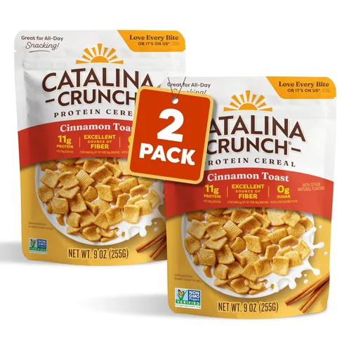 Miniatura 10 de Catalina Crunch Cinnamon Toast - Cereal apto para dietas cetogénicas, bajo en carbohidratos, sin azúcar, gluten ni granos, snacks veganos