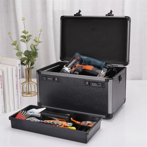 Miniatura 6 de Caja de herramientas portátil multifuncional, caja de almacenamiento de herramientas portátil con bandeja extraíble, caja de herramientas
