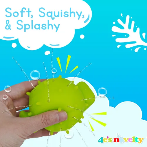 Miniatura 2 de 4E's Novelty Paquete de 4 bolas de agua de pulpo de animales marinos, juguetes de piscina, actividades al aire libre, bañera sensorial, pulpo, bolas