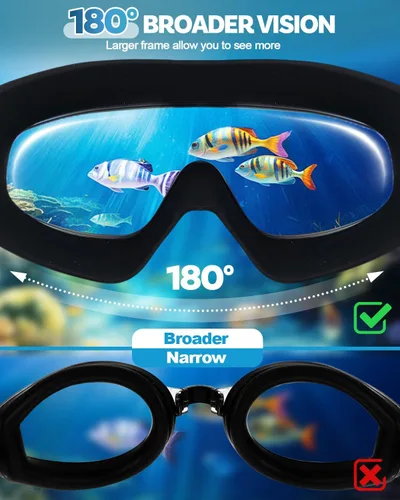 Miniatura 3 de Gafas de natación polarizadas, anti rayos UV y niebla, para adultos, unisex, sin fugas, gafas de natación para hombres, mujeres y jóvenes Negro