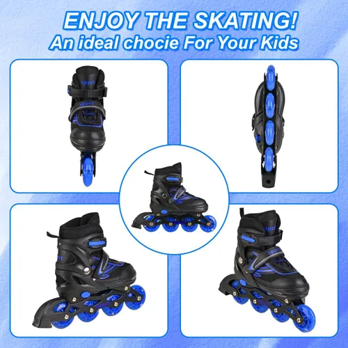 Miniatura 7 de Patines en línea para niños y niñas, jóvenes y adultos, patines de ruedas ajustables para hombres y mujeres con ruedas completas iluminadas, patines
