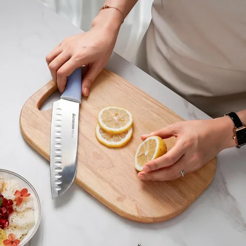 Miniatura 7 de Astercook - Juego de cuchillos de cocina con bloque y afilador de 15 piezas. Cuchillos alemanes de acero inoxidable de alta carbono con Azul