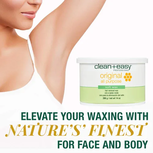Miniatura 2 de Clean + Easy Cera suave multiusos – Cera para pieles sensibles, depilación para vello corporal y facial, 14 onzas Original