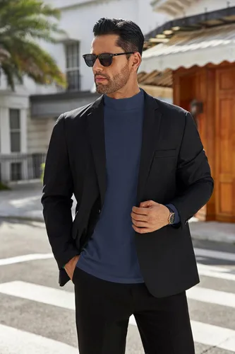 Miniatura 4 de Ekouaer Camisas de manga larga con cuello alto falso para hombre, suéter térmico ligero