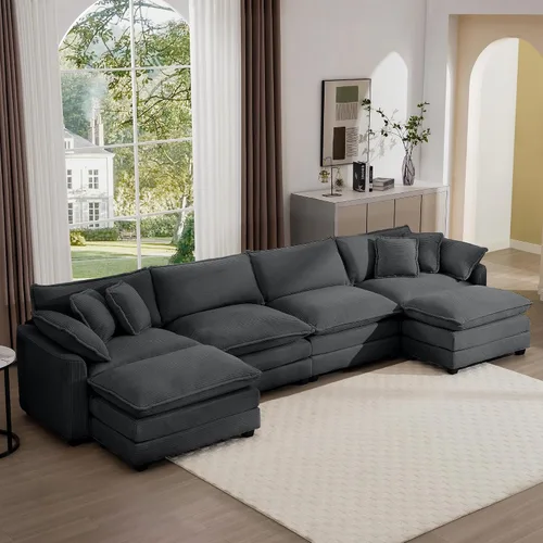Miniatura 43 de Aoowow Sofá de dos plazas de pana, modernos sofás de nube de 2 plazas para sala de estar, sofás modulares de nube seccionales con asiento profundo