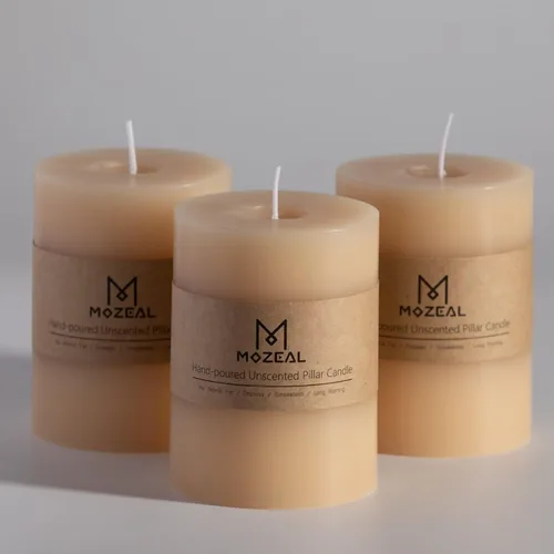 Miniatura 17 de MOZEAL Velas grandes sin perfume vertidas a mano de 3 x 8 pulgadas, sin humo, juego de 2, combustión lenta, sin goteo, aproximadamente 150 horas