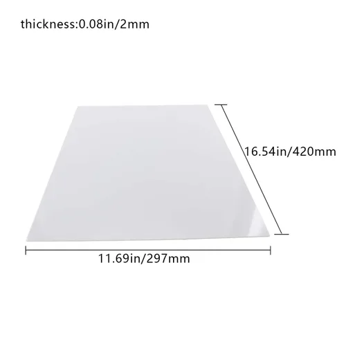 Miniatura 2 de Fielect lámina de plexiglás acrílico, plástico, panel rectangular, para carteles y manualidades, A5 2 mm, color blanco.