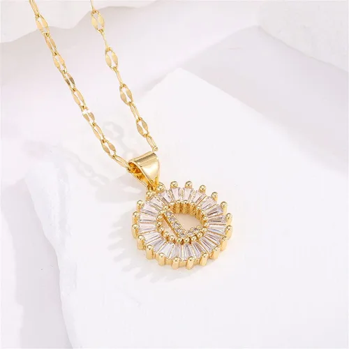 Miniatura 5 de Ailiessy Delicados collares con dije de inicial redonda, circonita hueca, collar de letras huecas para mujeres, adolescentes, regalos del día