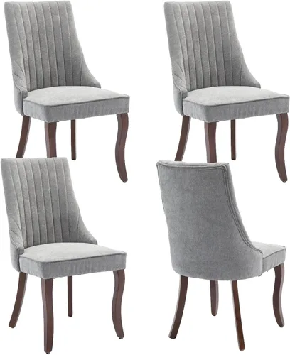 Miniatura 22 de Juego de 2 sillas de comedor, cómodas sillas decorativas tapizadas en tela para cocina y sala de estar, sillas de comedor con acolchado acanalado