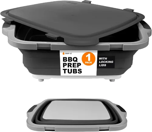 Miniatura 15 de Drip EZ Tina plegable para preparación de barbacoa, para preparación de comidas, marinar, almacenamiento de alimentos, incluye tabla de cortar