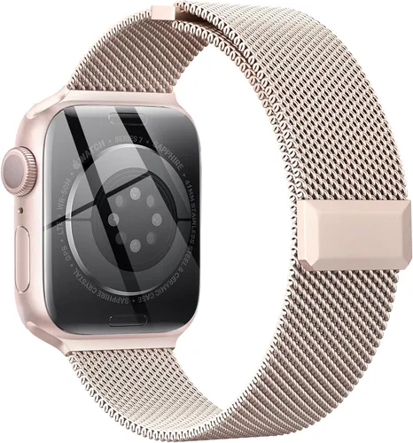 Miniatura 11 de EPULY Compatible con Apple Watch Band de 1.496 pulgadas, 1.575 pulgadas, 1.614 pulgadas, 1.654 pulgadas, Series 10 11, correas de malla de acero