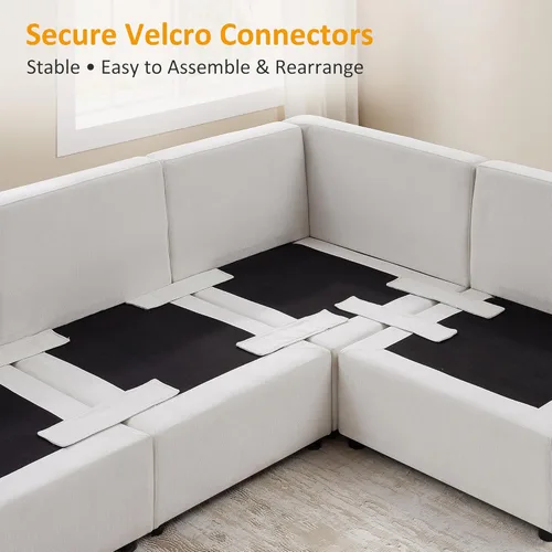 Miniatura 8 de VANOMi Sofá modular seccional, sofá de nube de asiento profundo, cojines ultra cómodos, tapicería suave, funda extraíble, 4 plazas para sala de estar