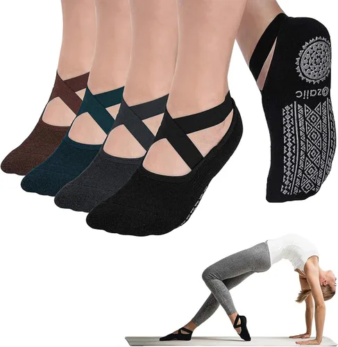 Miniatura 48 de Ozaiic - Calcetines de yoga para mujer con correas y agarres antideslizantes, ideales para pilates, Pure Barre, ballet, danza y entrenamiento