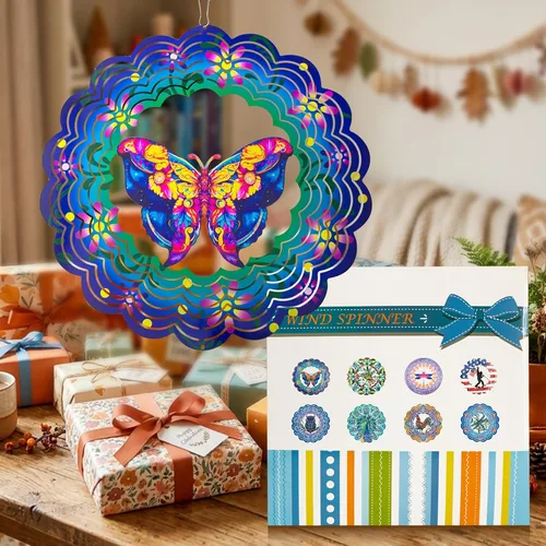 Miniatura 6 de Molinillos de viento de metal de mariposa – Regalos de mariposa para mujeres, mamá, abuela, esposa, Molinillo de viento colgante para decoración
