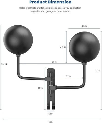 Miniatura 3 de Colgador de Casco para Pared Giratorio 180° Soporte para Casco para Motocicleta Bicicleta Carreras Ropa Exterior Equipo Deportivo