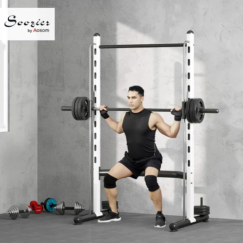 Miniatura 2 de Soozier Squat Rack with Pull-Up Bar, Adjustable Power Rack with Barbell Bar, Multi-Functional Steel Bench Press Rack for Home Gym Strength Training