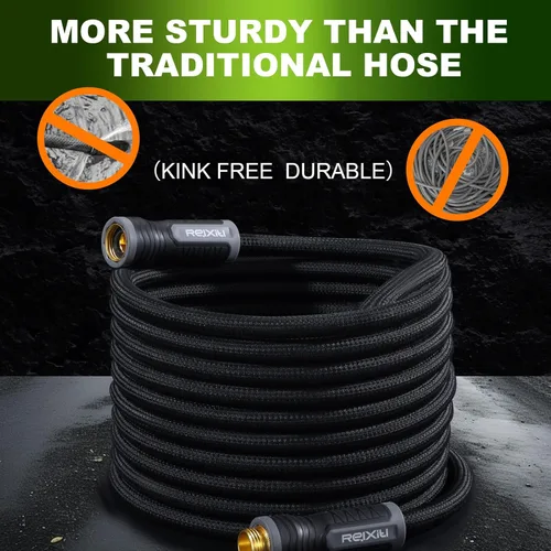 Miniatura 3 de Relxitl Garden Hose 15FT, Flexible Water Hose, Ultra Lightweight Non-Expanding hose, Leak proof, Pressure Resistant for Yard, Outdoor (Black, 15FT)