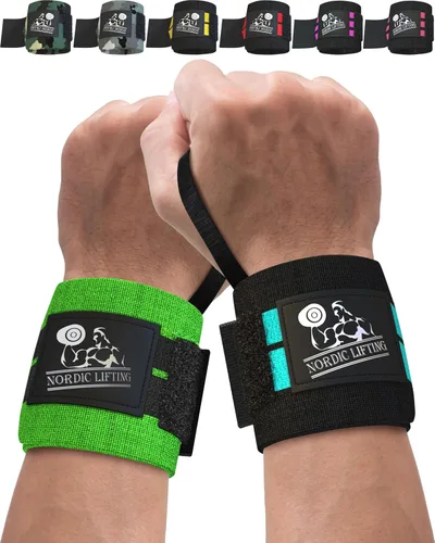 Nordic Lifting Muñequeras (2 pares/4 envolturas) de 14 pulgadas para levantamiento de pesas | Entrenamiento cruzado | Levantamiento de potencia -