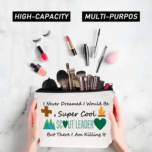 Miniatura 5 de JYTAPP Novedosa bolsa de maquillaje para líderes, regalo con texto en inglés "I Never Dreamed I'd Grow Up To Be a Cosmetic Pouch, Beige, Moda