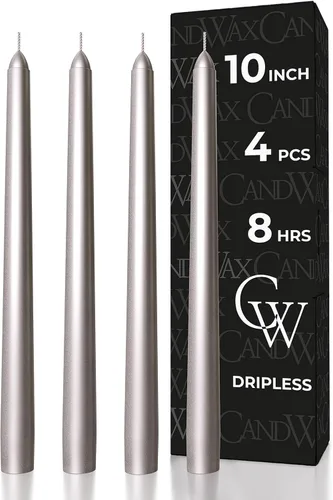 Miniatura 27 de CANDWAX Paquete de 4 velas cónicas blancas, sin goteo, de combustión lenta, sin perfume, de 12 pulgadas, ideales para mesa de comedor, candelabros