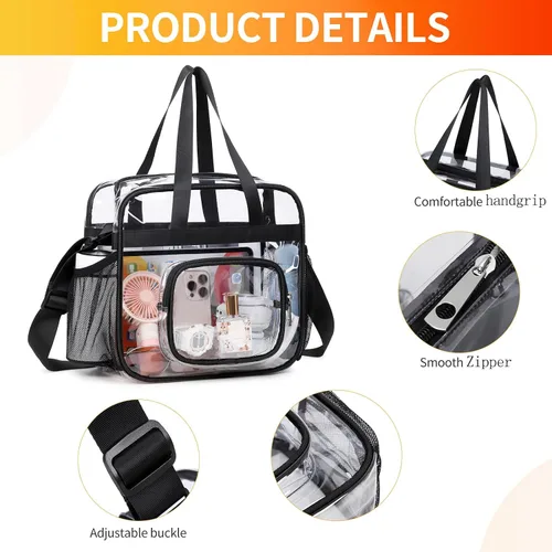 Miniatura 12 de Bolsas transparentes aprobadas para estadios, bolsa transparente + correa para el hombro, bolsa transparente grande