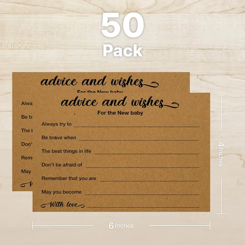 Miniatura 3 de Advice and Wishes for Baby Shower, paquete de 50 tarjetas de consejos para bebé, tarjetas de juego de baby shower, 4 x 6 pulgadas (bebé nuevo)
