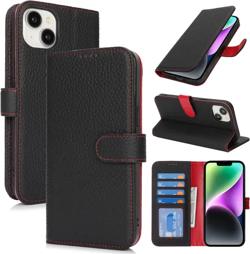 Miniatura 124 de Zouzt Funda para iPhone 11 de 6.1 pulgadas de piel auténtica con 4 ranuras para tarjetas, tarjetero con bloqueo RFID, tapa magnética, función atril