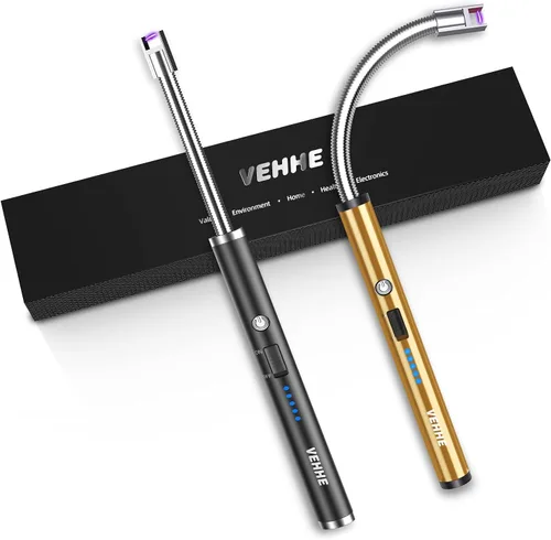 Miniatura 12 de VEHHE - Encendedor de velas eléctrico, encendedor de arco recargable con batería LED, pantalla de batería, cuello flexible largo, USB, encendedores