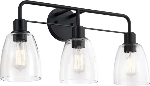 Miniatura 6 de Kichler Meller de 11 pulgadas, lámpara de pared de 1 foco con vidrio transparente en negro