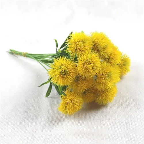 Miniatura 5 de Emivery 12 piezas de flores artificiales de diente de león, flores amarillas de imitación, tallos florales de primavera, flores de diente de león