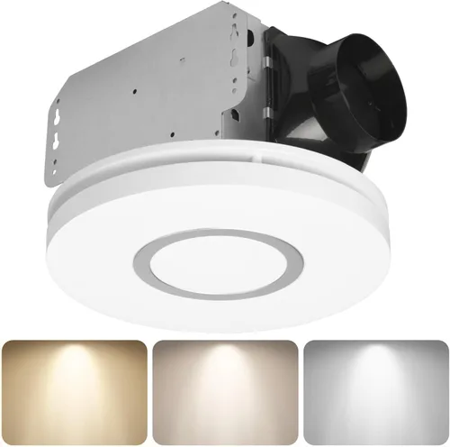 Homewerks 7141-80-CTA Ventilador de baño con luces LED que cambian de color 80 CFM 1.0 Sones Ventilador de ventilación con luz LED CCT regulable de