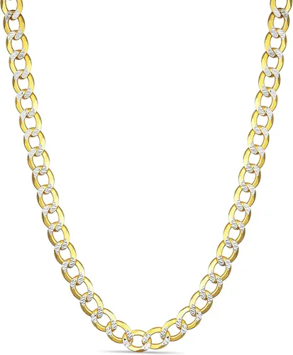 PORI JEWELERS Cadena cubana de oro de 18 quilates sobre plata de ley 925 maciza con corte de diamante de dos tonos, 0.118in, 0.157in, 0.177in,