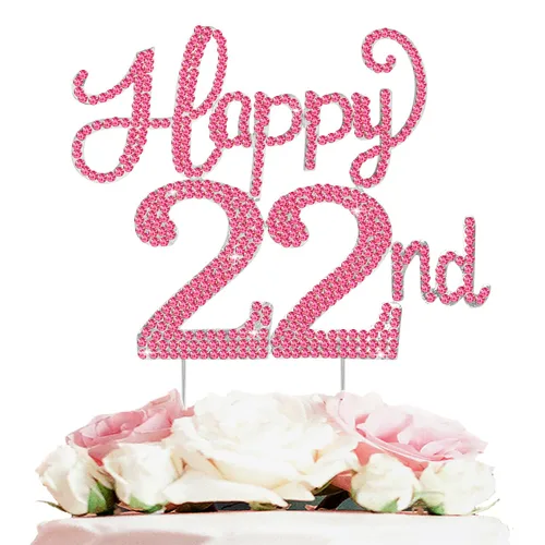 Miniatura 141 de LASKYER Decoración de feliz cumpleaños número 10, decoración de pastel de diamantes de imitación dorados de 10º cumpleaños – Letrero de metal