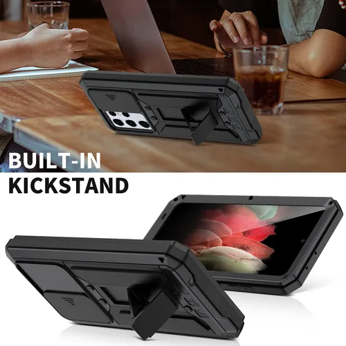 Miniatura 3 de Compatible con Samsung Galaxy S21 Ultra, funda protectora rígida de aluminio de metal a prueba de golpes, resistente y militar, funda protectora