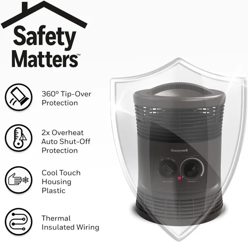 Miniatura 8 de Honeywell HHF360V - Calentador forzado de ventilador envolvente de 360 grados con salida de calor envolvente, calentador portátil de eficiencia