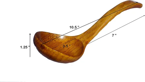 Miniatura 2 de JB Home Collection, Paquete de 2 cucharones grandes de madera para sopa, respetuoso con el medio ambiente, no tóxico, cucharón para servir sopa