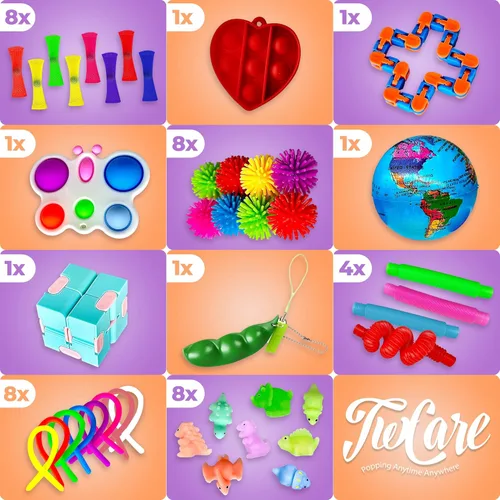 Miniatura 3 de Paquete de 62 juguetes para ansiedad, regalos sensoriales de fiesta para niños y adultos, alivio del estrés, relleno de calcetines, para autismo