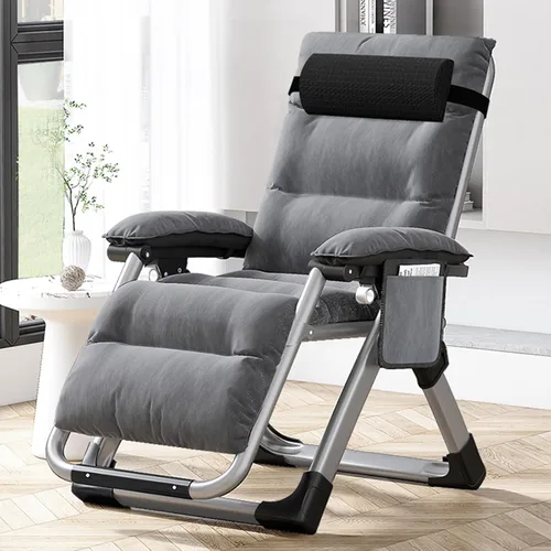 Miniatura 7 de DoCred Silla de gravedad cero, sillón reclinable de césped, tumbona reclinable para patio, tumbona plegable portátil con cojín suave desmontable