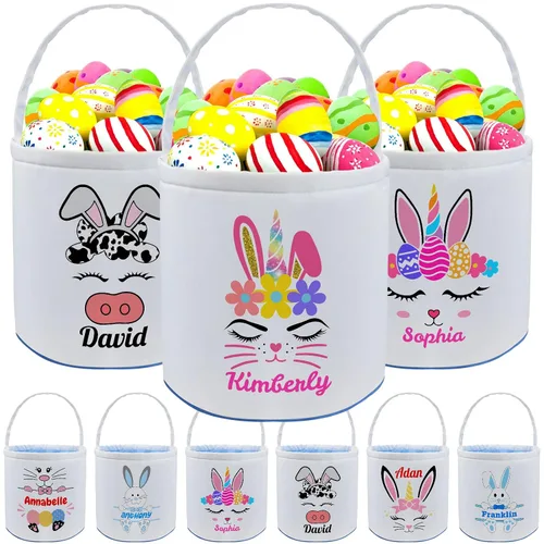 Miniatura 12 de kioskbanks Cesta de Pascua personalizada con nombre para niños, lona personalizada, cubo de Pascua, regalo para niños y niñas Estilo2-azul