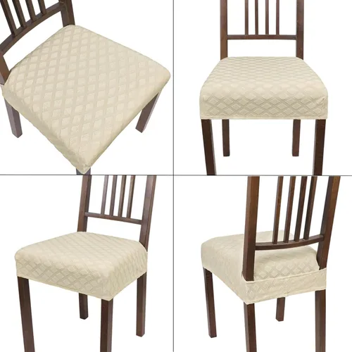Miniatura 9 de SearchI - Juego de 4 fundas elásticas de asiento, suaves, extraíbles y lavables, para sillas de comedor, fundas protectoras de asiento de comedor