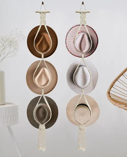 Miniatura 9 de Percheros para Sombreros Colgadores de Sombreros para Pared, Organizador de Sombreros Bohemio para Colgar en la Pared Exhibición de Sombreros