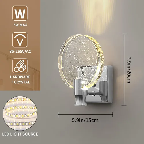 Miniatura 3 de Juego de dos apliques de pared con estilo real, minimalista y moderno espejo de alta gama, diseño redondo de cristal de burbuja en forma de disco